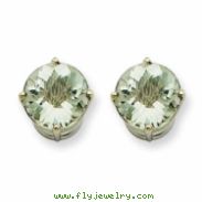 14kw 8mm Round Green Amethyst Earring