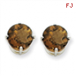 14kw 8mm Round Smokey Quartz Earring