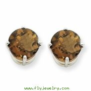 14kw 8mm Round Smokey Quartz Earring