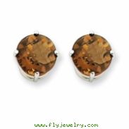 14kw 8mm Round Smokey Quartz Earring