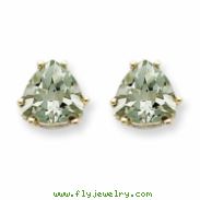 14kw 8mm Trillion Green Amethyst Earring