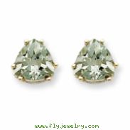 14kw 8mm Trillion Green Amethyst Earring