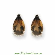 14kw 8x5 Pear Smokey Quartz Earring