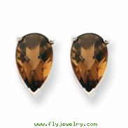 14kw 8x5 Pear Smokey Quartz Earring