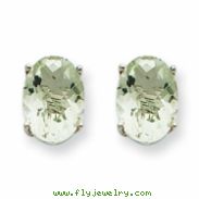 14kw 8x6 Oval Green Amethyst Earring