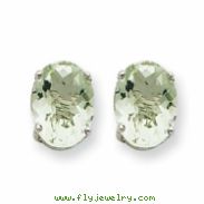 14kw 8x6 Oval Green Amethyst Earring