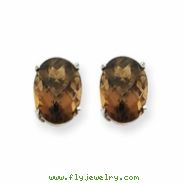 14kw 8x6 Oval Smokey Quartz Earring