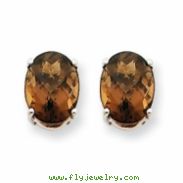 14kw 8x6 Oval Smokey Quartz Earring