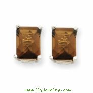 14kw 8x6mm Emerald Smokey Quartz Earring