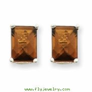 14kw 8x6mm Emerald Smokey Quartz Earring