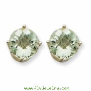 14kw 9mm Round Green Amethyst Earring