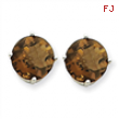 14kw 9mm Round Smokey Quartz Earring