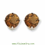 14kw 9mm Round Smokey Quartz Earring