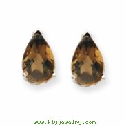 14kw 9x6 Pear Smokey Quartz Earring