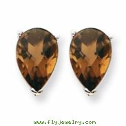 14kw 9x6 Pear Smokey Quartz Earring