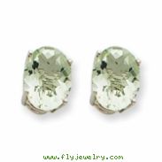 14kw 9x7 Oval Green Amethyst Earring