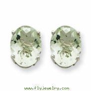 14kw 9x7 Oval Green Amethyst Earring