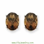 14kw 9x7 Oval Smokey Quartz Earring