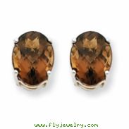 14kw 9x7 Oval Smokey Quartz Earring