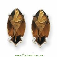 14kw Marquise 4-Prong 12 x 6mm Smokey Quartz Earring