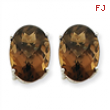 14kw Oval 4-Prong 14 x 10mm Smokey Quartz Earring