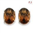 14kw Oval 4-Prong 14 x 10mm Smokey Quartz Earring