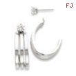 14kw Polished J Hoop with 4mm CZ Stud Earring Jackets