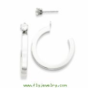 14kw Polished J Hoop with CZ Stud Earring Jackets