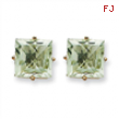 14kw Princess 4-Prong 8.0mm Green Amethyst Earring