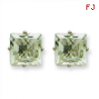 14kw Princess 4-Prong 8.0mm Green Amethyst Earring