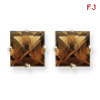 14kw Princess 4-Prong 8.0mm Smokey Quartz Earring