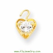 14ky April Birthstone Heart Charm