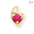 14ky July Birthstone Heart Charm