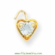 14ky March Birthstone Heart Charm