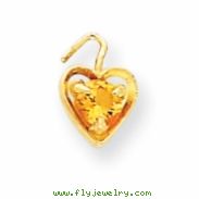 14ky November Birthstone Heart Charm