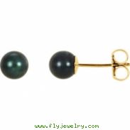 14KY PAIR 05.00 MM P BLACK PEARL EARRING