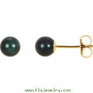 14KY PAIR 05.00 MM P BLACK PEARL EARRING