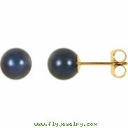 14KY PAIR 06.00 MM P BLACK PEARL EARRING