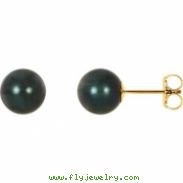 14KY PAIR 07.00 MM P BLACK PEARL EARRING