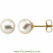 14KY PAIR 07.00 MM P CULTURED PEARL EARRING