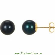 14KY PAIR 08.00 MM P BLACK PEARL EARRING