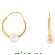 14KY PAIR P YOUTH HOOP EARRING W/PEARL