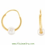 14KY PAIR P YOUTH HOOP EARRING W/PEARL