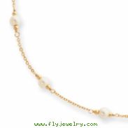 16in  Gold-plated  Small White Glass Pearl Necklace chain