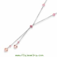 16in Rhodium-plated Pink Crystal Y-Necklace chain