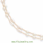 18in Gold-plated Two Strand Glass Pearl Necklace chain