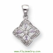 18in Rhodium-plated Lavender CZ Filigree Necklace chain