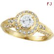 18K Gold Antique Style Round Diamond Centerpiece Engagement Ring