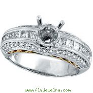 18K White Gold 1.1ct Diamond Semi Mount Antique Style Setting SI1-SI2 G-H