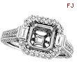 18K White Gold 1.4ct Diamond Semi Mount Antique Style SI1-SI2 G-H